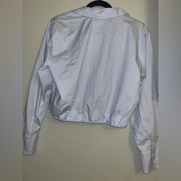 Abercrombie & Fitch Long-Sleeve Poplin Wrap Top - Picture 6 of 9